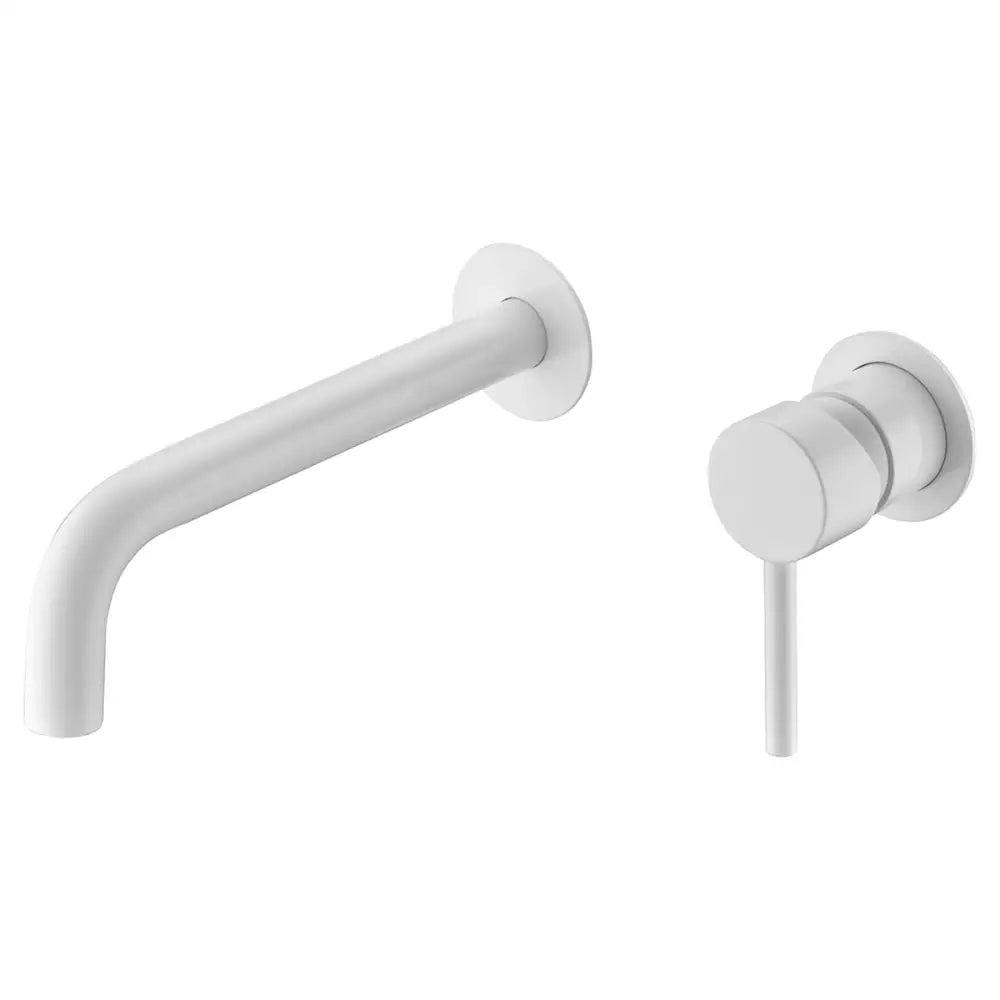 Etna matte white single lever sink faucet with built-in design closeup