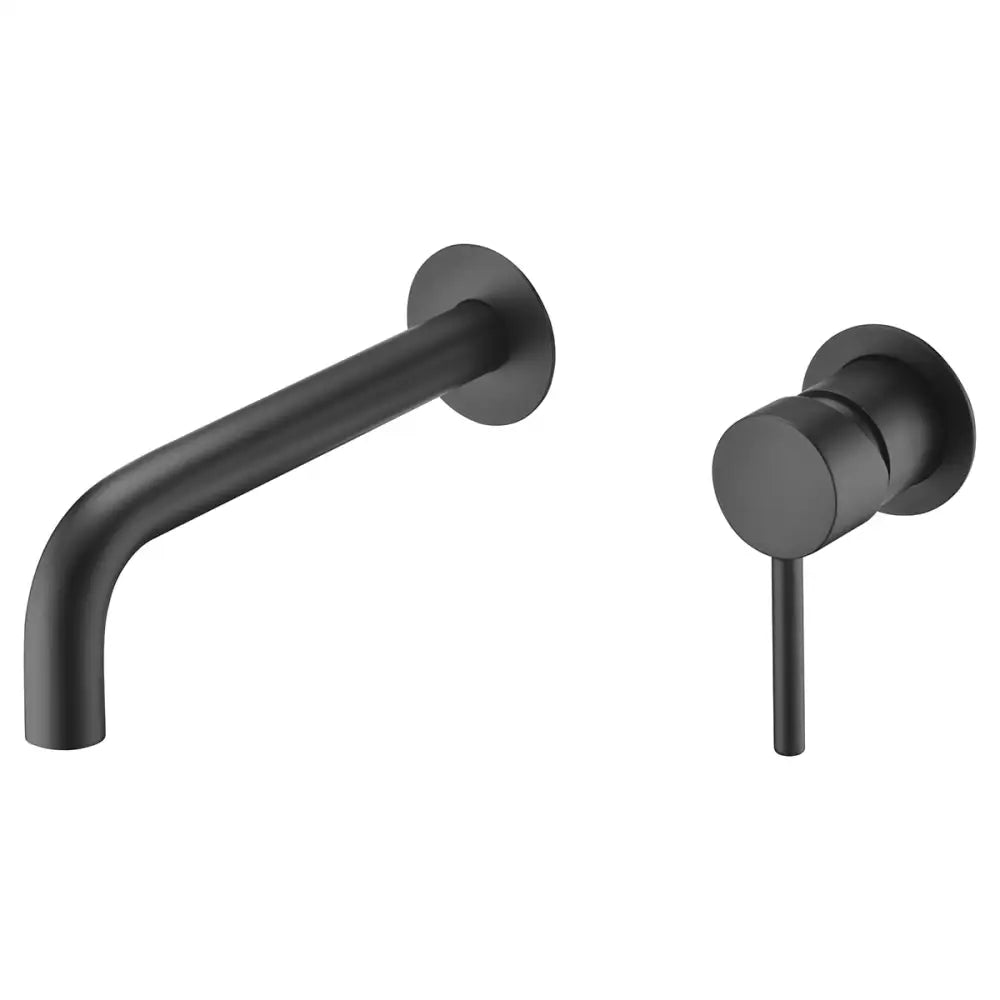 Matte black single handle bathroom sink faucet with modern minimalist design