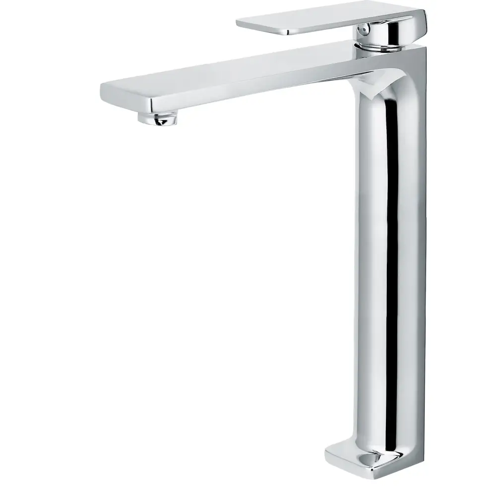 Chrome single lever Fiji faucet with sleek modern design for bathroom sink