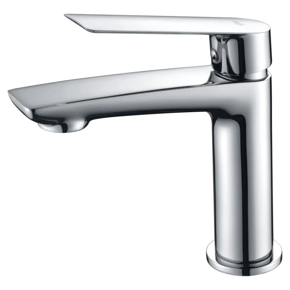 Chrome single lever basin mixer faucet with sleek modern design