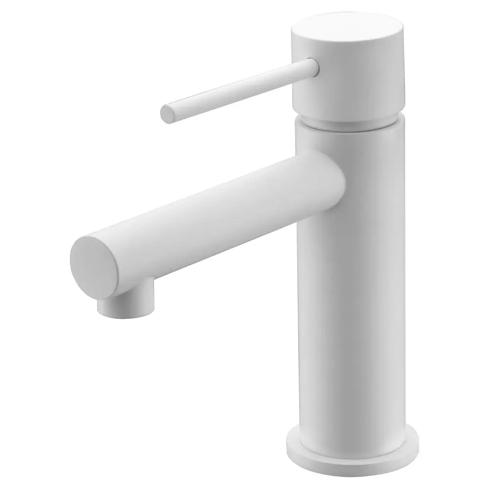 Milos matte white single lever basin faucet with modern minimalist design