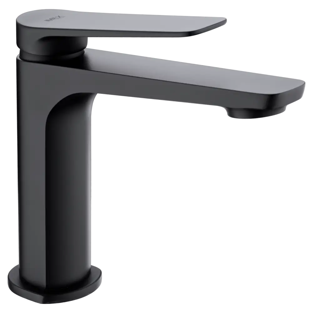 Matte black modern single lever sink faucet with minimalist design