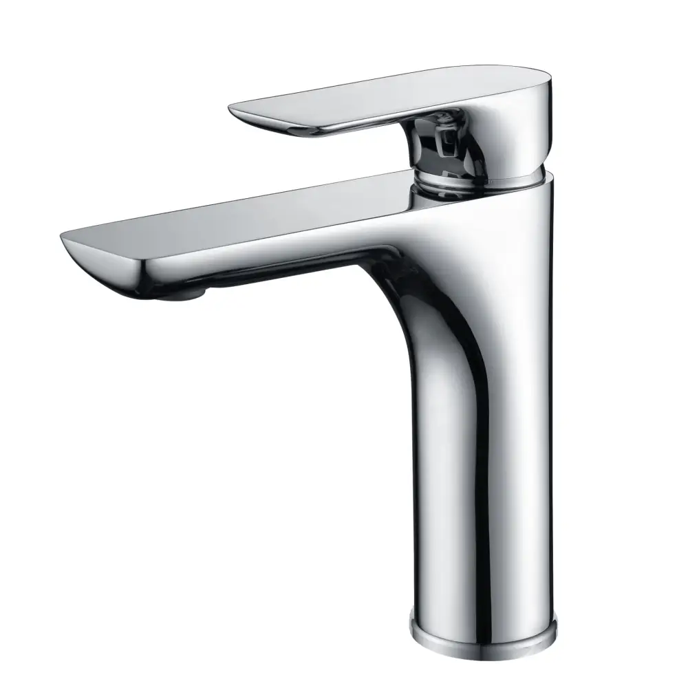 Chrome single lever sink mixer faucet with modern minimalist design