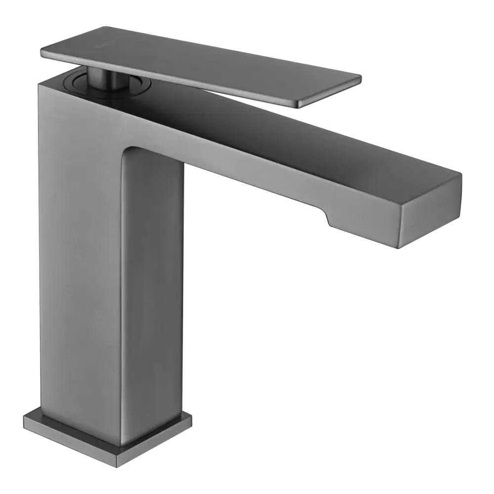 Black gun metal single lever sink faucet with modern minimalist design