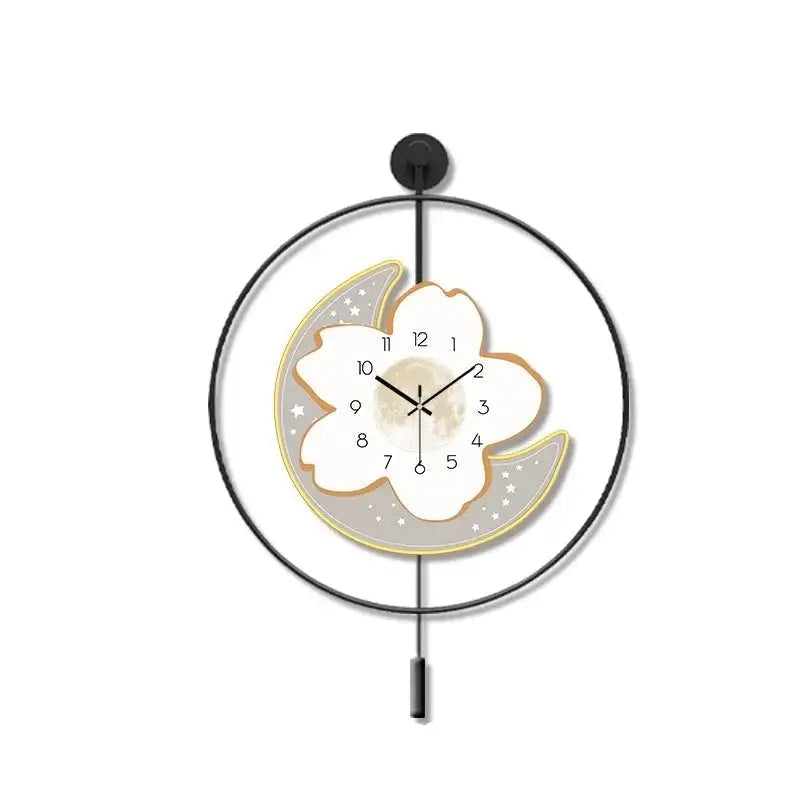 Moon and Flower Artistic Pendulum Wall Clock - view 8