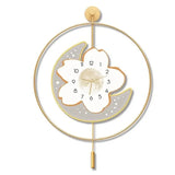 Moon and Flower Artistic Pendulum Wall Clock - Wall Clocks