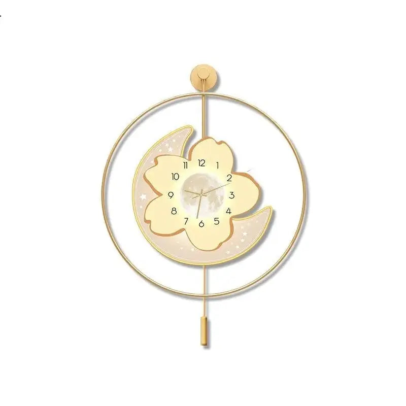 Moon and Flower Artistic Pendulum Wall Clock - view 9