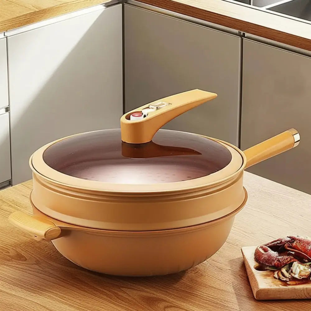 Multi Functional Non Stick Thick Aluminum Pan Pot - Beige / 32cm - Cookware set