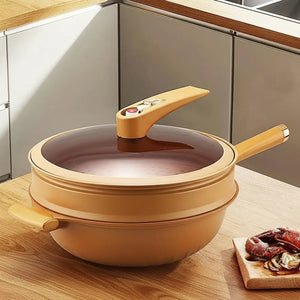 Multi Functional Non Stick Thick Aluminum Pan Pot - Beige / 32cm - Cookware set