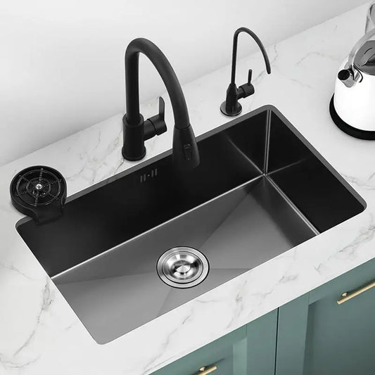 black sink under counter