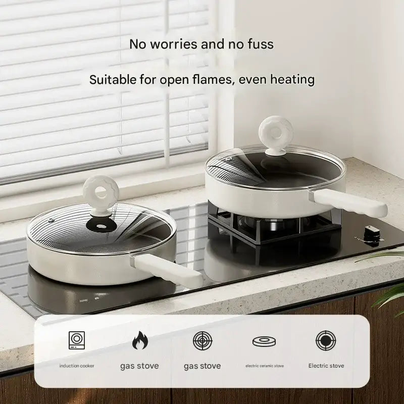 Two Piece Non Stick Frying Pan Soup Pot Set - Cookware set