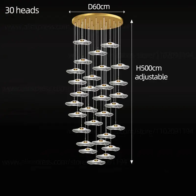 Nordic Circular Modern Chandelier Pendant Lamp - 30 heads / Warm Light - Ceiling Light