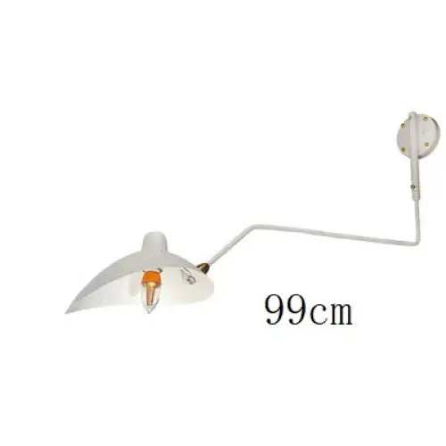 Nordic Creative Retro Rotary Long Pole Wall Lamps - Big 1Arm White / Round Base - Lamps