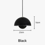 Nordic Flower Semicircular Hanging Pendant Lamp - Black - 23cm / Neutral light - Ceiling Lamp