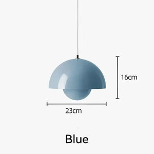 Nordic Flower Semicircular Hanging Pendant Lamp - Blue - 23cm / Neutral light - Ceiling Lamp
