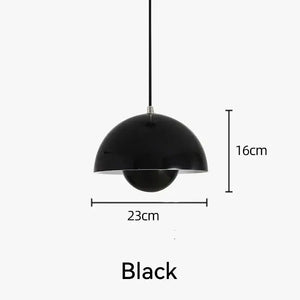 Nordic Flower Semicircular Hanging Pendant Lamp - Black - 23cm / Neutral light - Ceiling Lamp