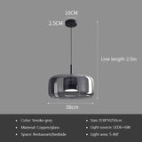 Nordic Glass Smoke Hanging Modern Pendant Lamp - Smoke grey - 38cm / Cold White - Ceiling Lamp