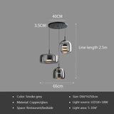 Nordic Glass Smoke Hanging Modern Pendant Lamp - Smoke Grey Round - 66cm / Cold White - Ceiling Lamp
