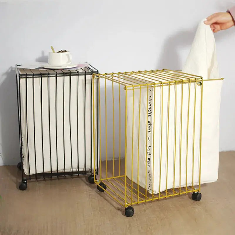 Nordic Iron Simple Storage Basket With Wheels