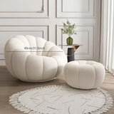 Nordic Lazy Pumpkin Cloud Sofa Chair - Beige Pedal Ottoman - 80 cm - Sofa