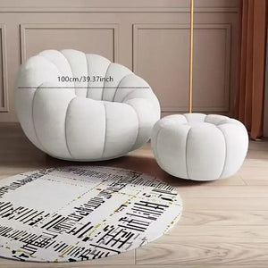 Nordic Lazy Pumpkin Cloud Sofa Chair - White Pedal Ottoman - 100 cm - Sofa