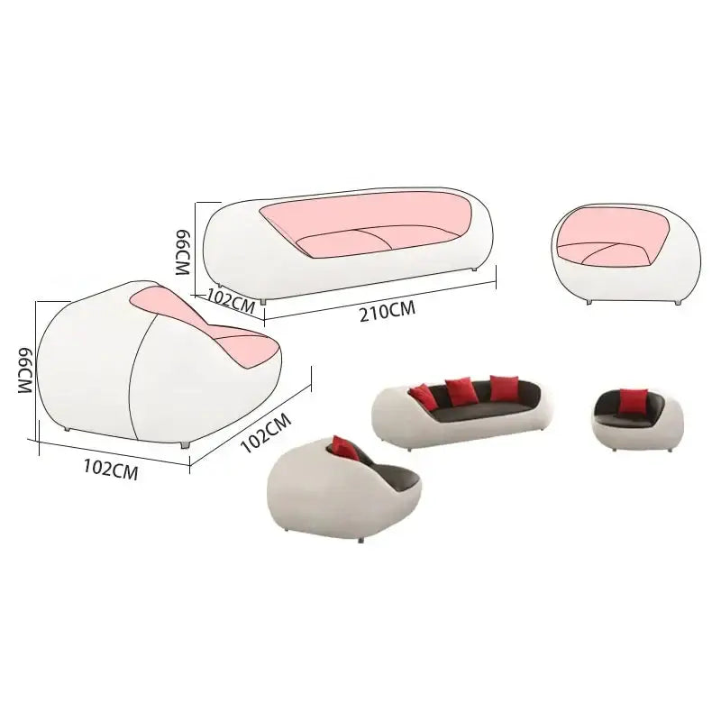 Nordic Luxury PU Leather Lazy Couch Lounge Sofa