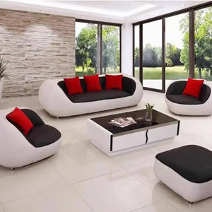 Nordic Luxury PU Leather Lazy Couch Lounge Sofa - 3 Seat + 1 Seat + 1 Seat Set