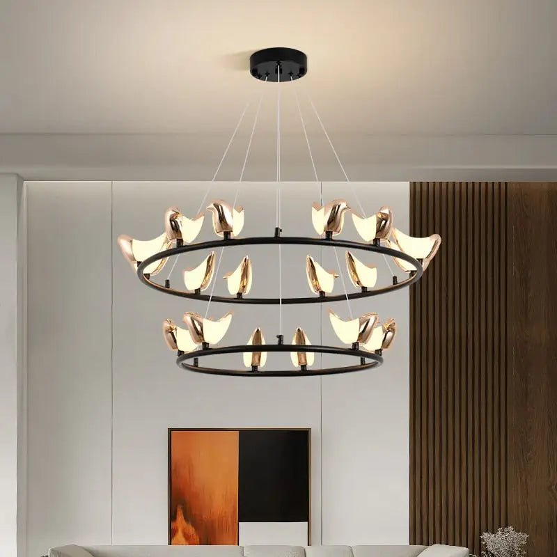 Nordic Modern Bird Chandelier - 12-6 Ring / Warm Light - Lamps