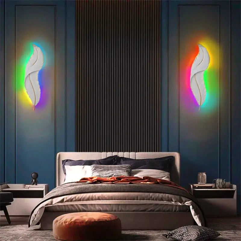 Nordic Modern Creative Feather Light Led Wall Lamp - Lamps