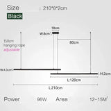 Nordic Modern Minimalist LED Pendant Lamp - Black - L 210cm / Warm White (3000K) - Pendant Lamp