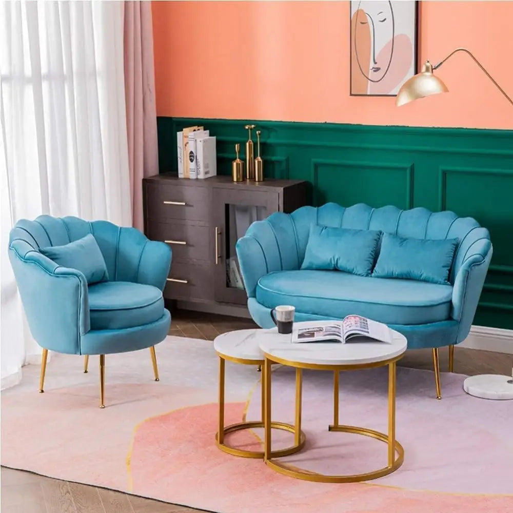 Nordic Modern Velvet Sofa Set for Beauty Salons - Green / 3 seats - Sofa