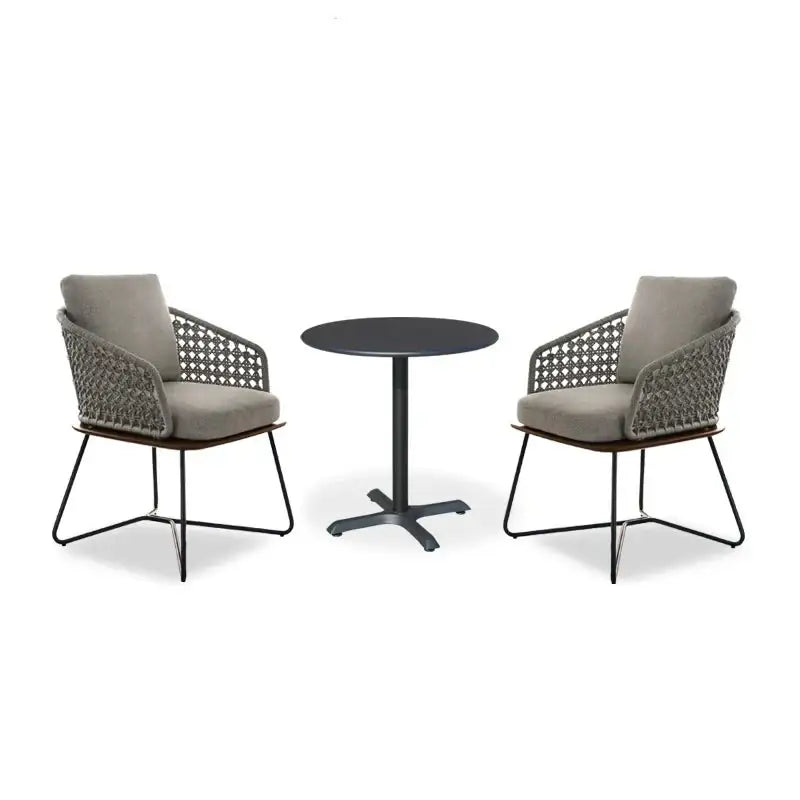 Nordic Outdoor Garden Wooden Rattan Sofa Set - 2 Chairs + Table Set - Sofa