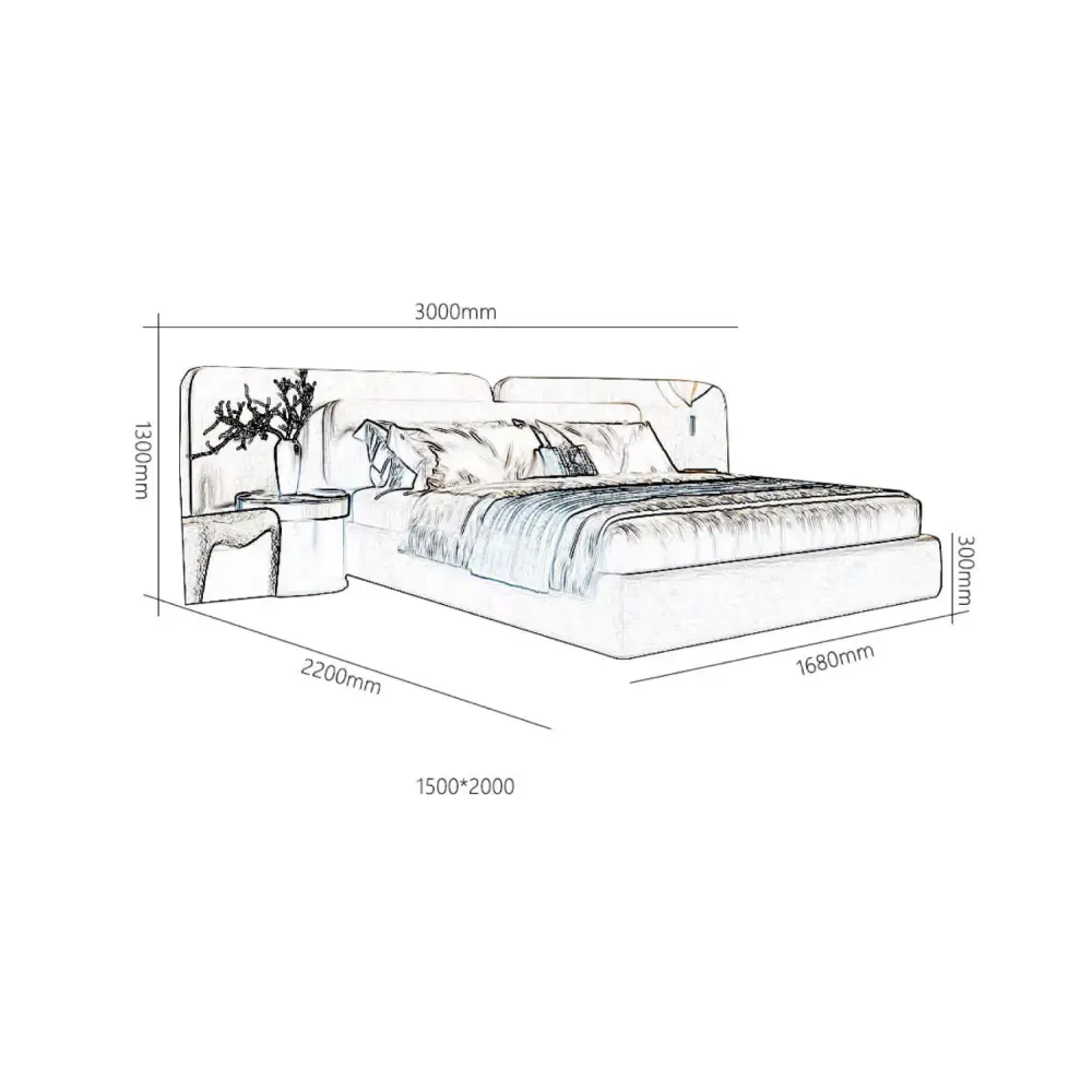 Nordic Queen Minimalist Double Soft Backrest Bed Frame - Bedroom