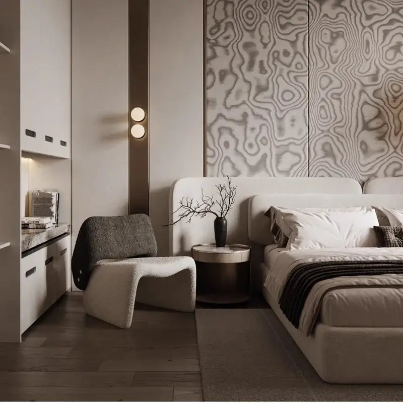 Nordic Queen Minimalist Double Soft Backrest Bed Frame - Bedroom