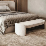 Nordic Queen Minimalist Double Soft Backrest Bed Frame - Bedside stool / Beige - Bedroom