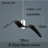 Nordic Seagull Led Birds Chandelier Ceiling Pendant Lamp - Black - 13 x 38 cm / Warm White - Ceiling Lamp