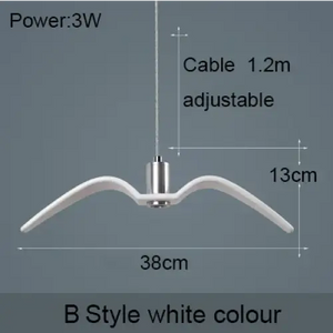 Nordic Seagull Led Birds Chandelier Ceiling Pendant Lamp - White - 13 x 38 cm / Warm White - Ceiling Lamp