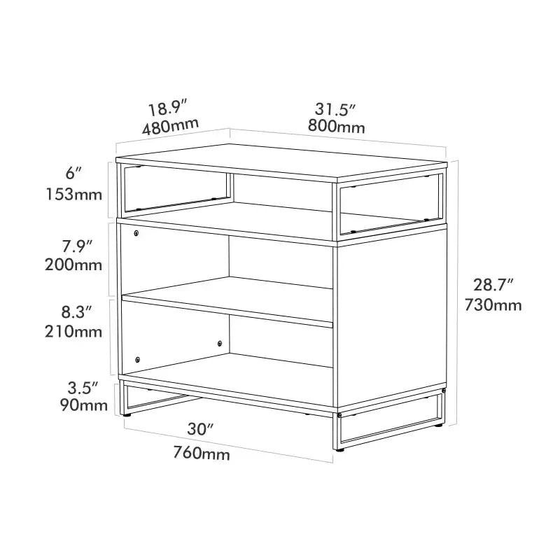 Open Storage Executive Standing Desk Cabinet - Cabinet