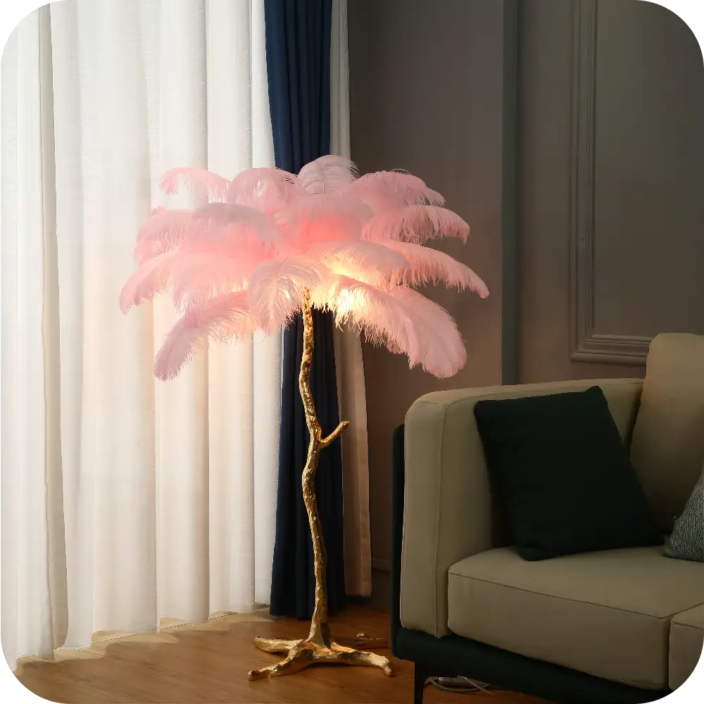 Ostrich Feather Standing Lamp 80cm Modern Home Lighting - view 8