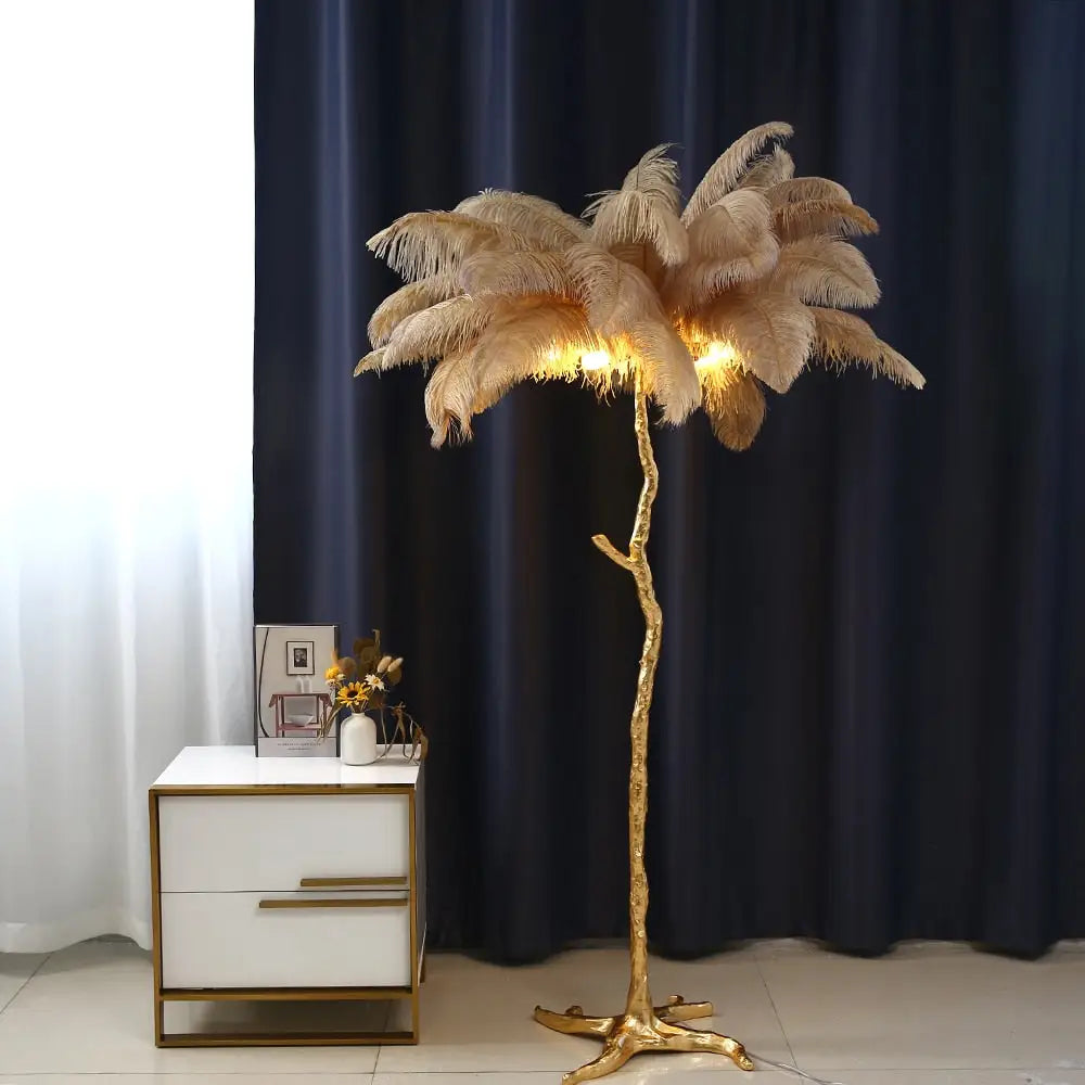 Ostrich Feather Standing Lamp 80cm Modern Home Lighting