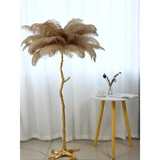 Ostrich Feather Standing Lamp - Khaki / Height 80cm - Lamps