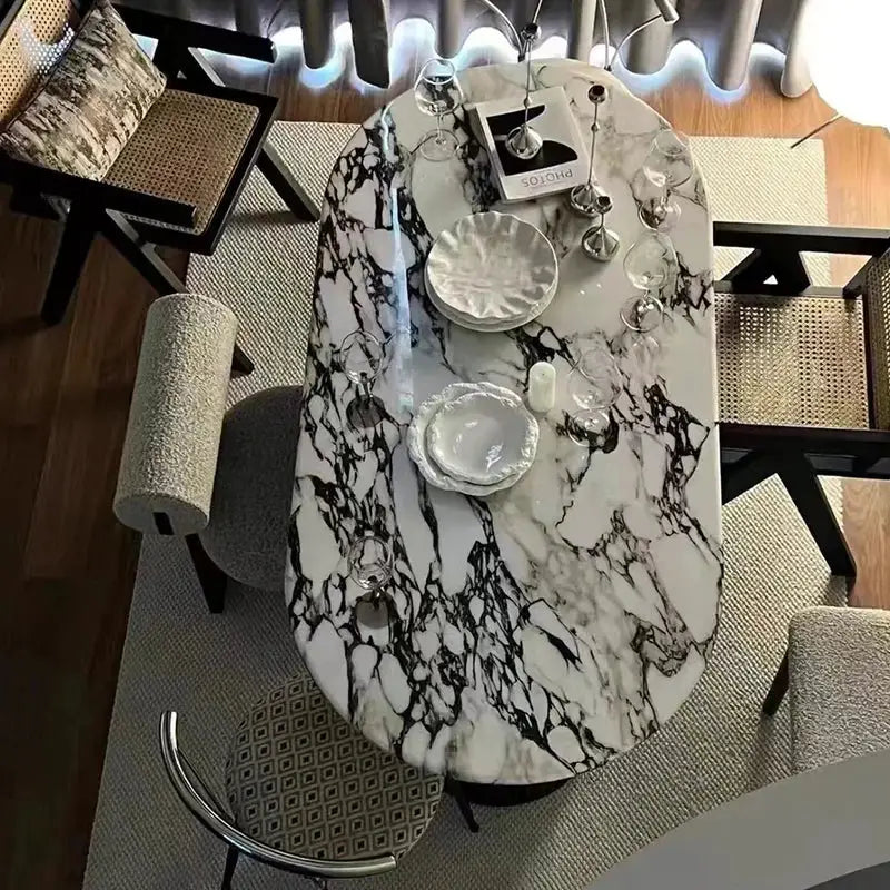 Oval Marble Dining Table for 6-8 People - view 4