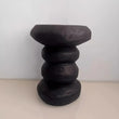 Oval Irregular Wooden Carved Stool Corner Table - Black - Multifunctional coffee table