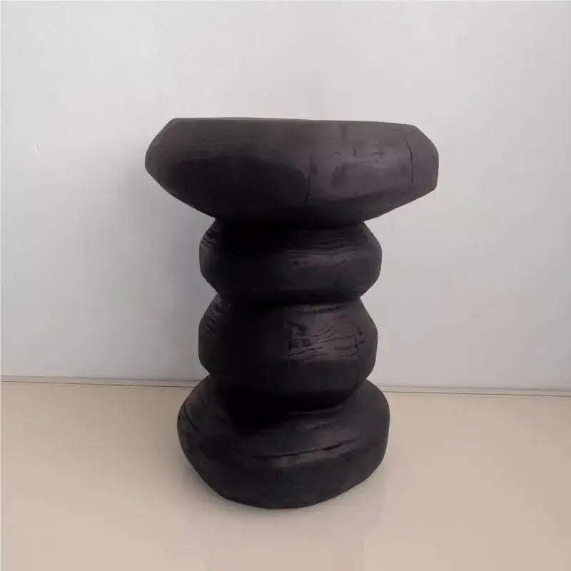 Oval Irregular Wooden Carved Stool Corner Table - Multifunctional coffee table