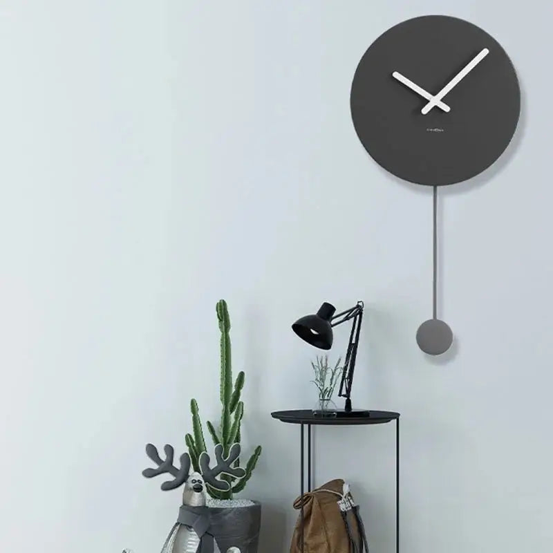 Nordic Pendulum Wall Clock Round Minimalist Design - view 3