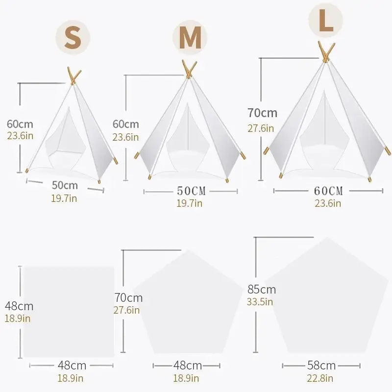 Pet Teepee Tent Washable Portable House with Cushion - pet bed