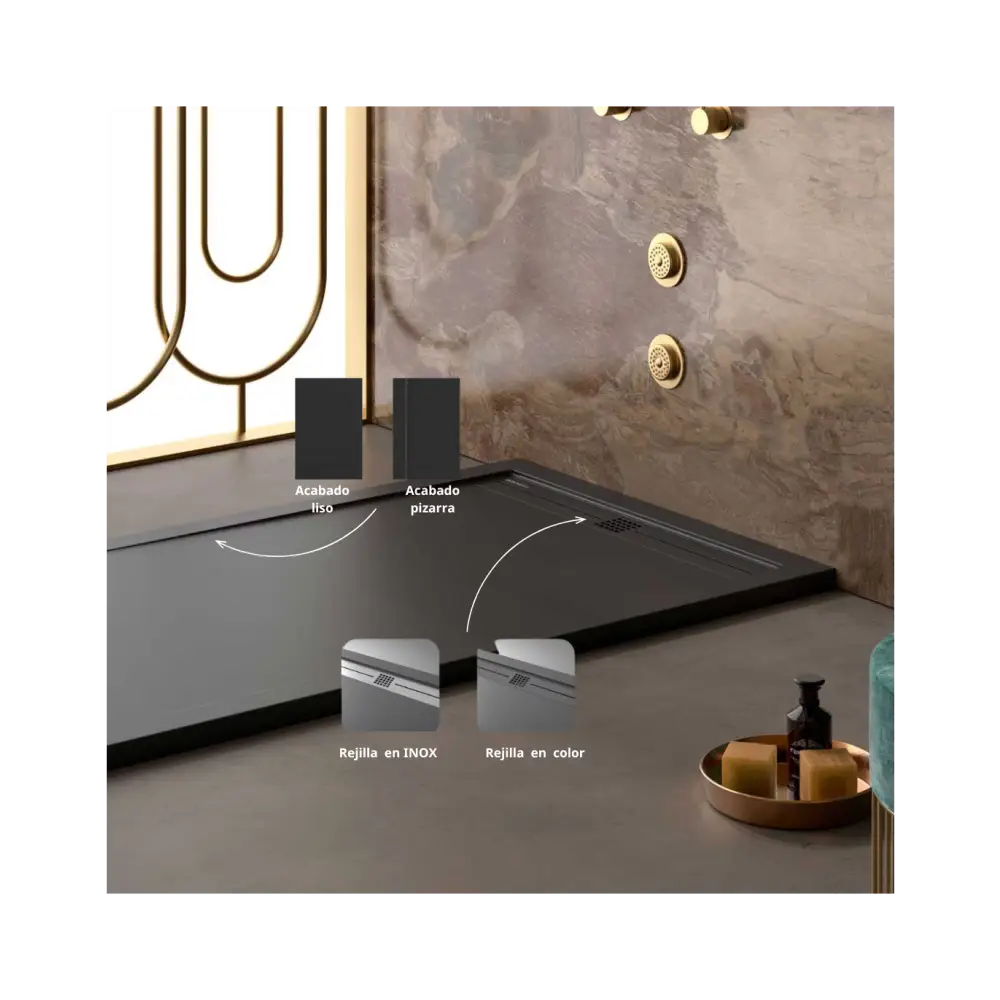 Lime Rectangular Shower Tray Mineral Resin Modern Bathroom - view 6