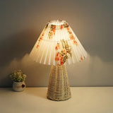 Pleated Rattan Dimmable Table Lamp - Cone Flower / 3 Color Remote timing - Desk Lamp