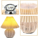 Pleated Rattan Dimmable Table Lamp - Desk Lamp
