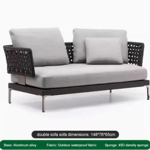 Modular L-Shaped Outdoor Rattan Sofa Set with Cushions - view 13
